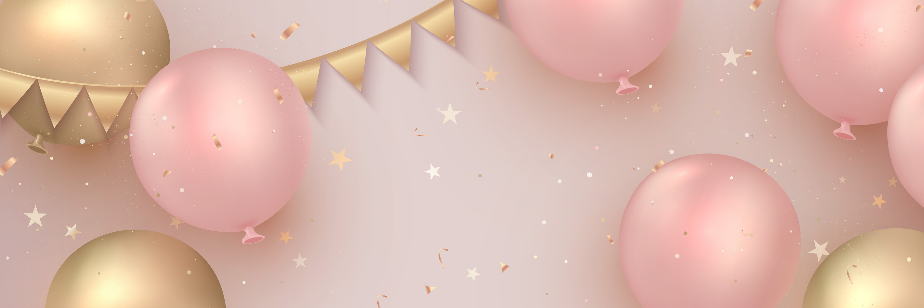 Confetti and Balloons on a Plain Background 